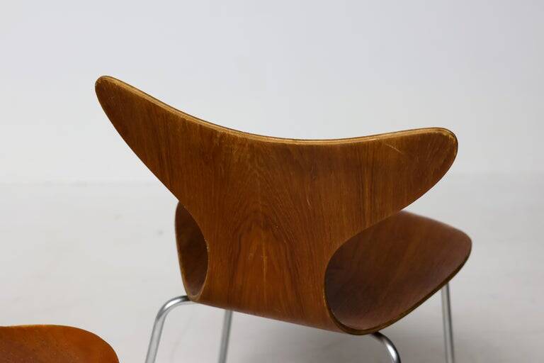 Set of four “Lily” chairs by Arne Jacobsen for Fritz Hansen, teak, Denmark, 1971