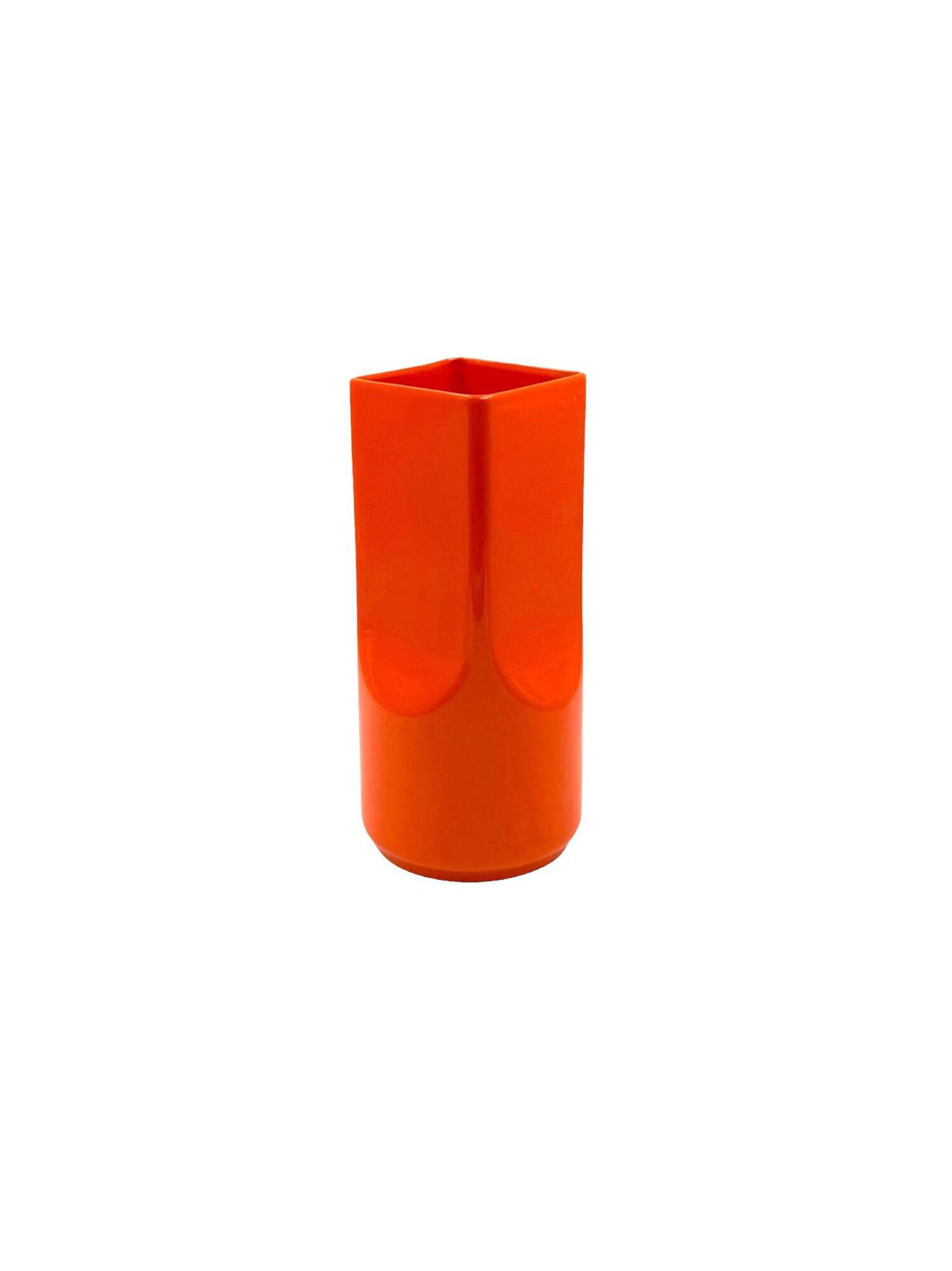 Studio Opi, vase en céramique orange de l'ère spatiale, Gabbianelli Italie ca. 1960