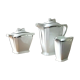 Art déco service à café porcelaine blanche de limoges liseré argent signée p.f.