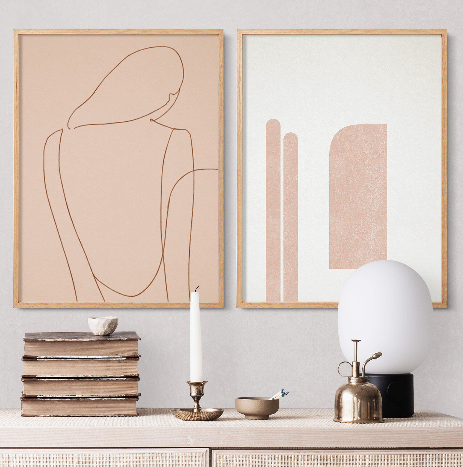 Pair of prints, abstract wall art set of two, 50x70cm