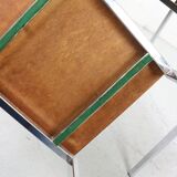 White Nesting Table Set with chrome frame and wood detail, 1970s