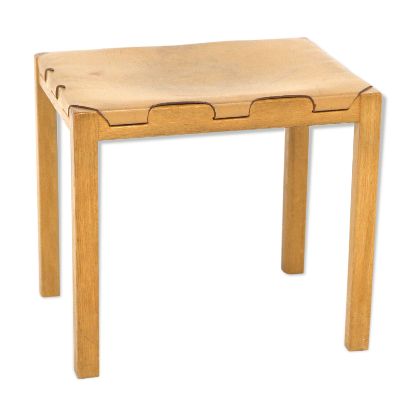 Leather stool "Model 1040", Glasmäster Markaryd, Sweden, 1960