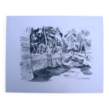 Original drawing in black chalk by Jean Villette (1913-2005)