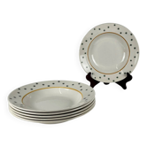 6 assiettes creuses Gien, création Primefleur, modèle "Constellation", 1950