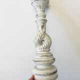 Pair of turned and bleached wood lamps