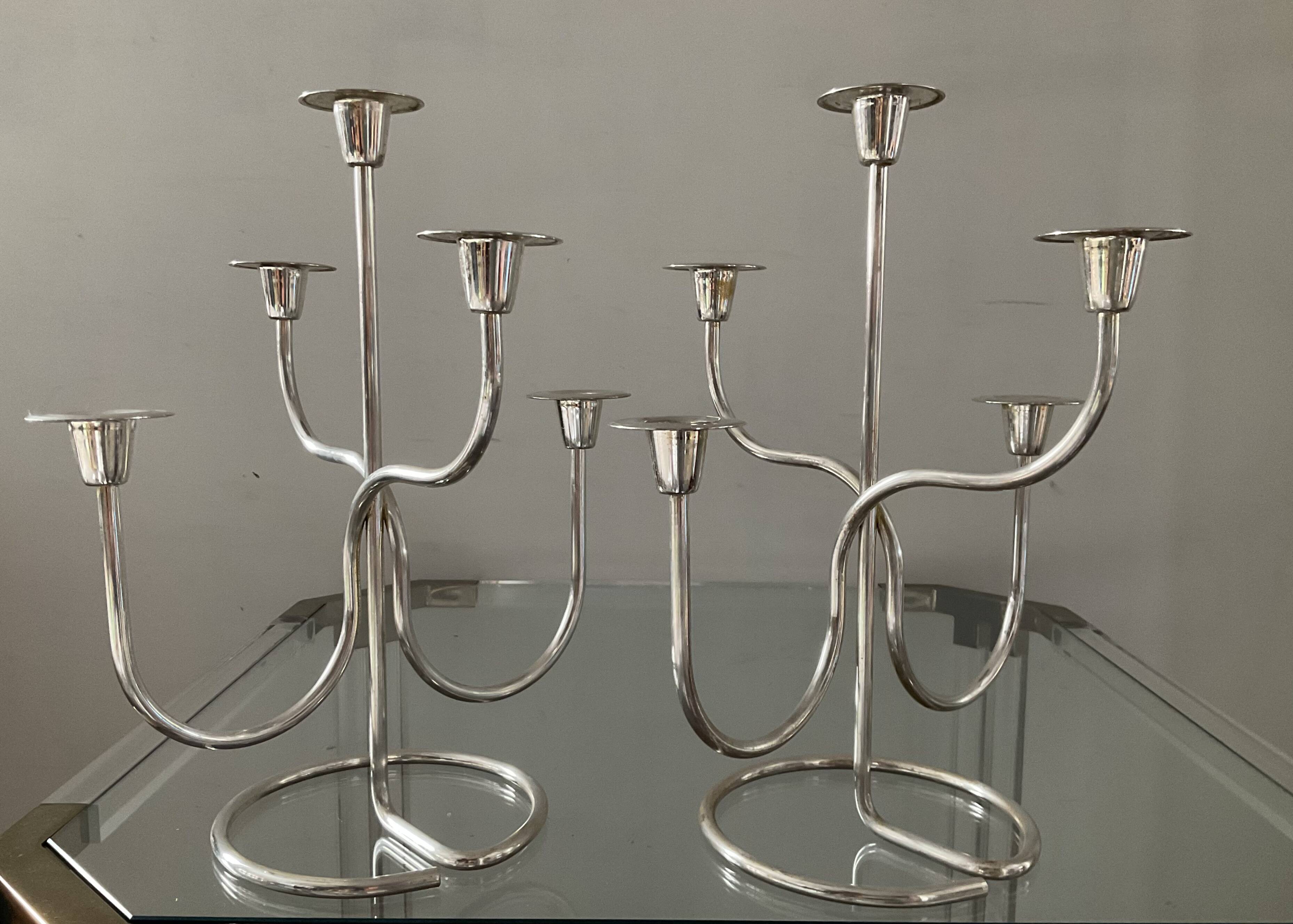 Pair of Tommy Larsen silver brass candlesticks from the 70s