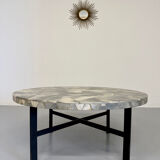 Antique stone and metal coffee table, vintage 70s design