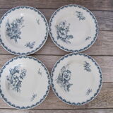 Set of 4 hollow plates in Iron Earth of Sarreguemines, model "Linnée".