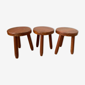 Lot de 3 tabourets tripodes anciens