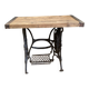 Vintage wooden table with a cast iron base.