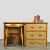 Vintage BAMBOO Writer’s Desk with Drawers, Italy 1980