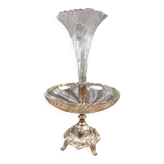 Antique centrepiece in cast metal and cut glass – Val Saint-Lambert