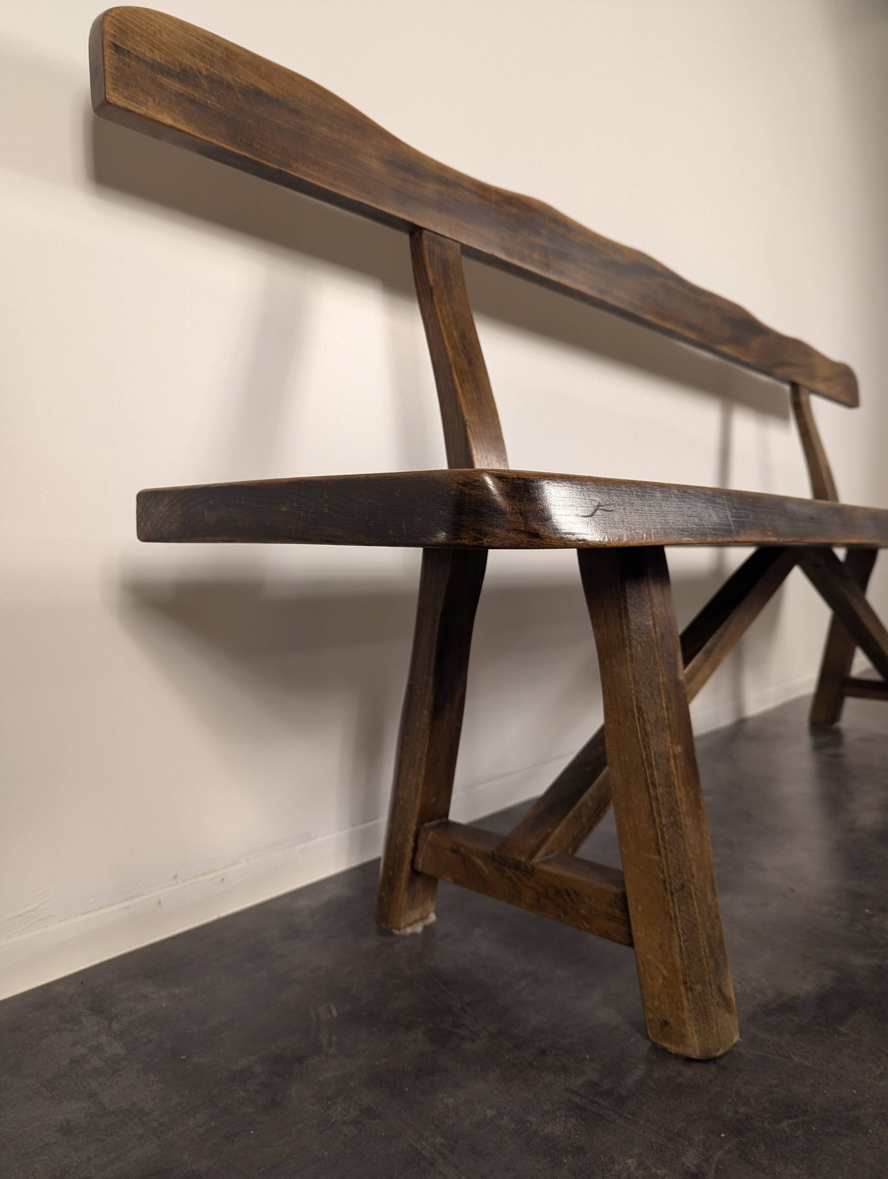 Pair of Aranjou solid elm benches