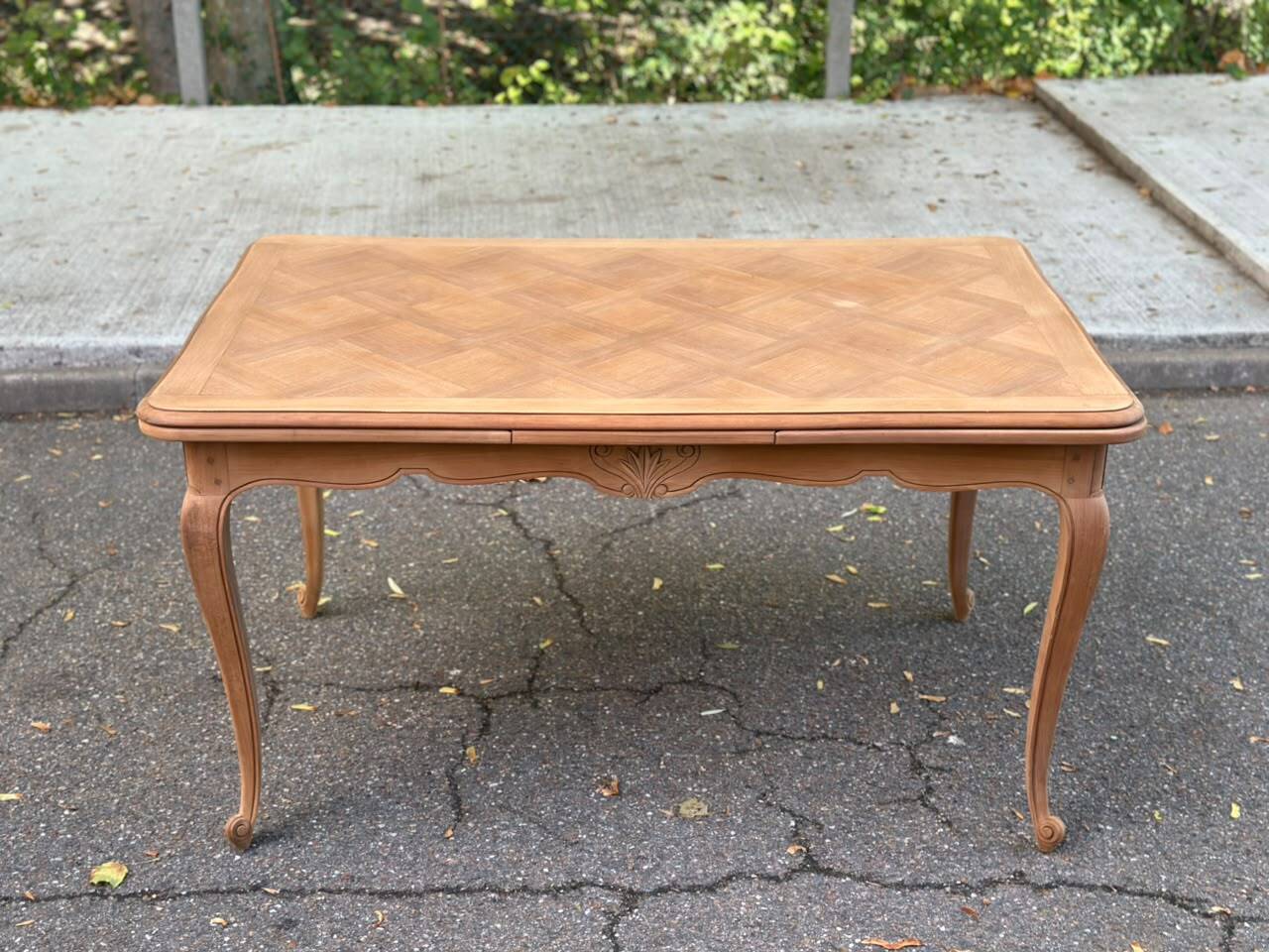 Large Louis XV dining table stripped in solid cherry wood 1970 270cm