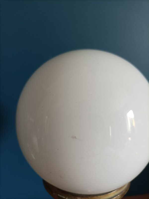 Bedside lamp globe glass opaline base bronze gilded patinated