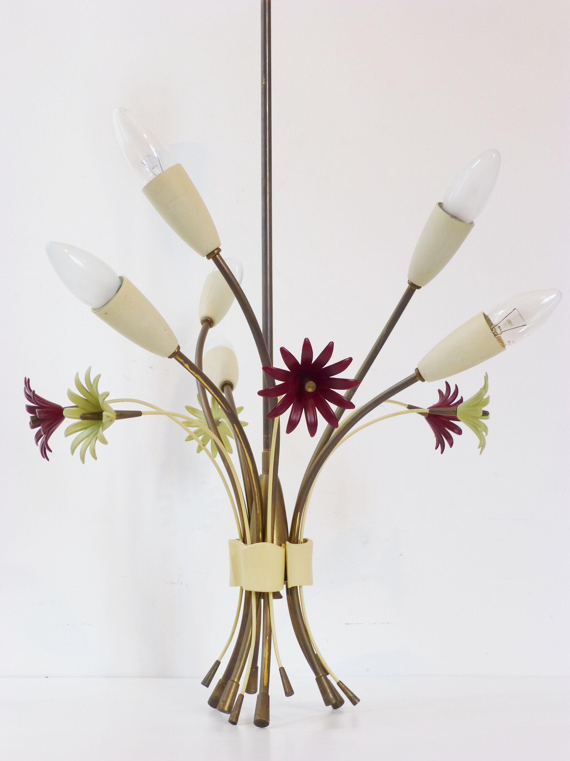 Superbe plafonnier bouquet de fleurs années 50 vintage design 50's rockabilly lamp