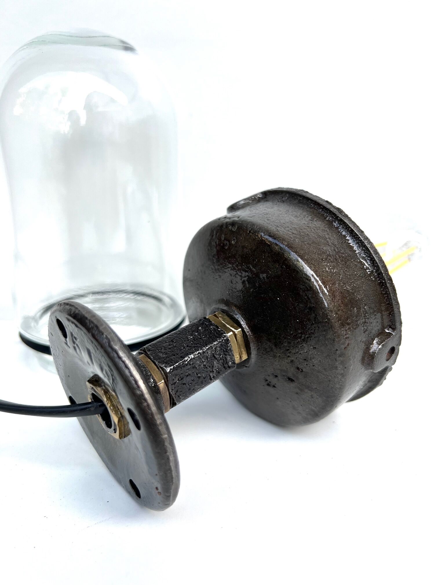 wall lamp or ceiling lamp cast steel gooseneck style 1930