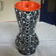 Vintage dark streaked white interior red vase