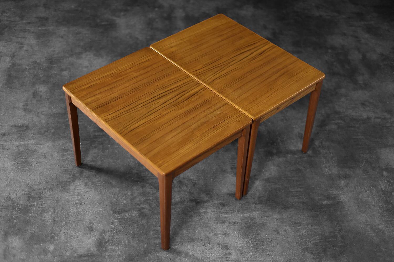 Vintage Mid-Century Scandinavian Modern Brown Teak Side Tables