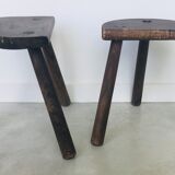 Pair of vintage tripod farm stools