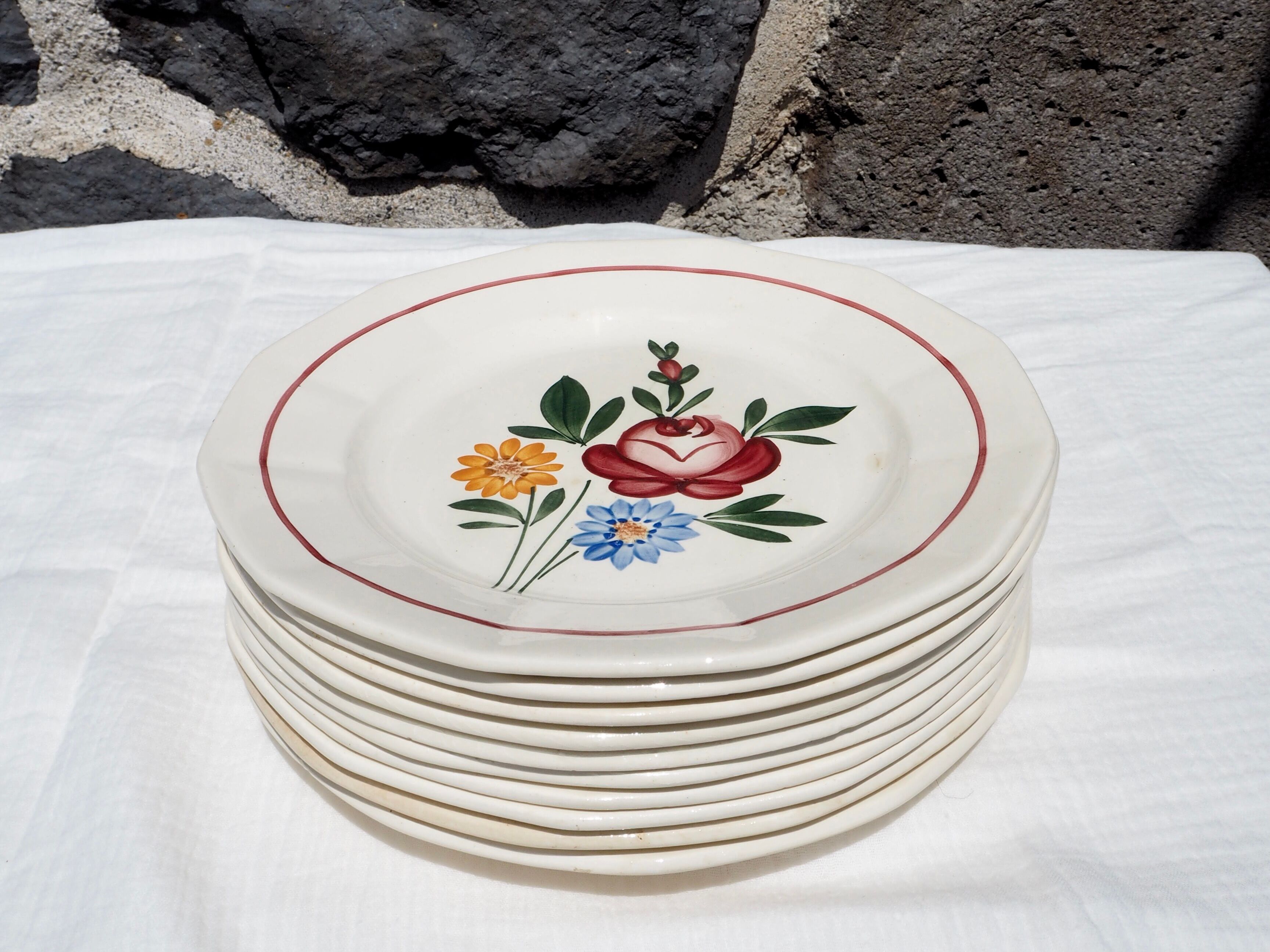Set de 10 assiettes plates Sarreguemines, modèle Chatenois