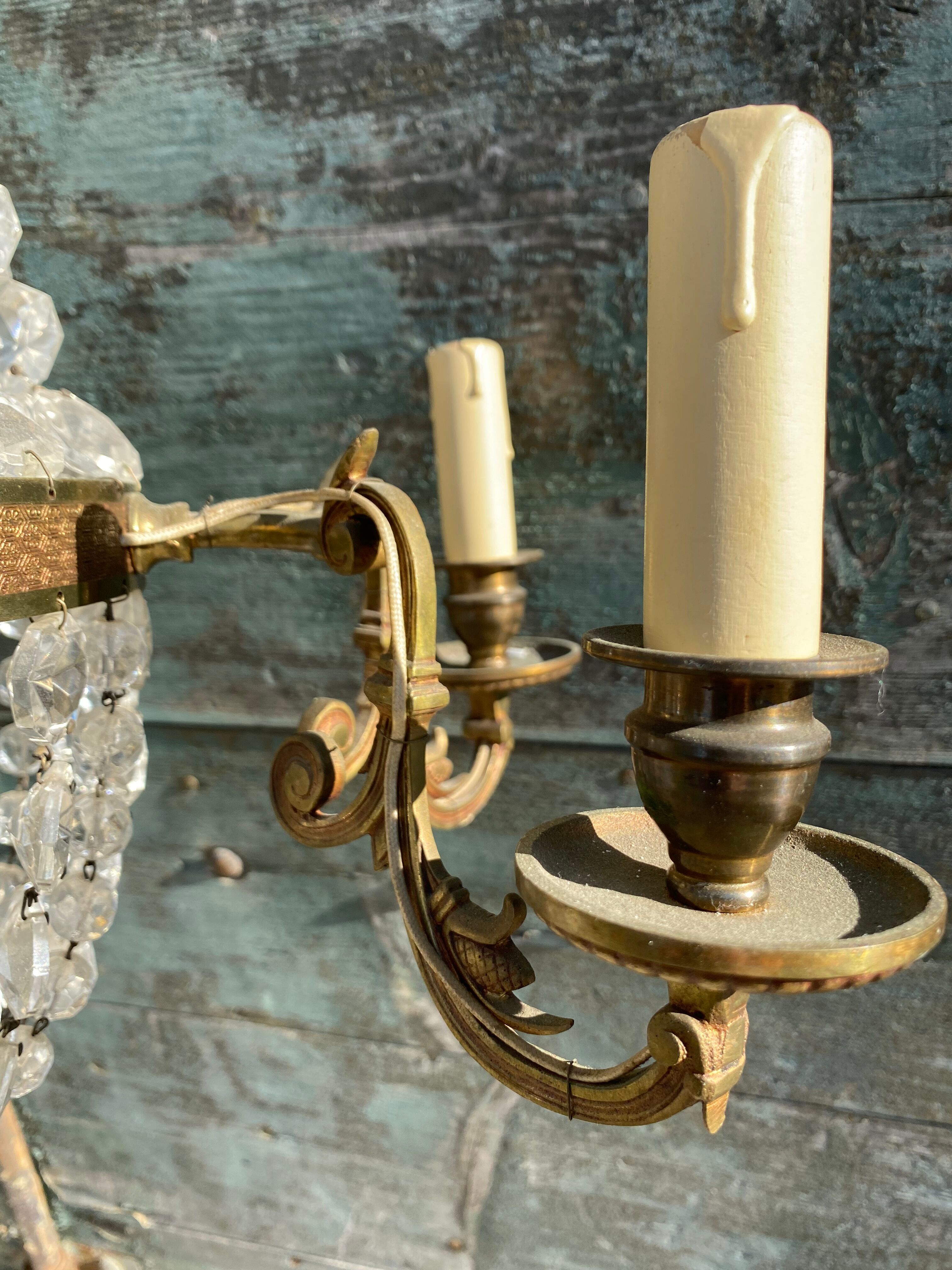 Bronze and crystal hot air balloon chandelier