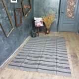Tapis géométrique vintage tissé à la main fond gris234 X 151cm