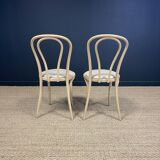 Set of 4 Thonet type bistro chairs light curved wood & Skaï GO IN Germany