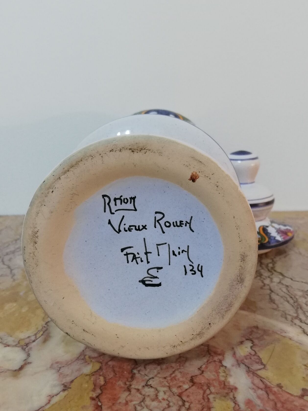 Pharmacy or apothecary pot in earthenware Vieux Rouen