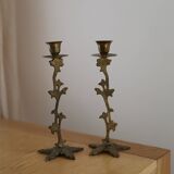 set of 2 brass candle holders