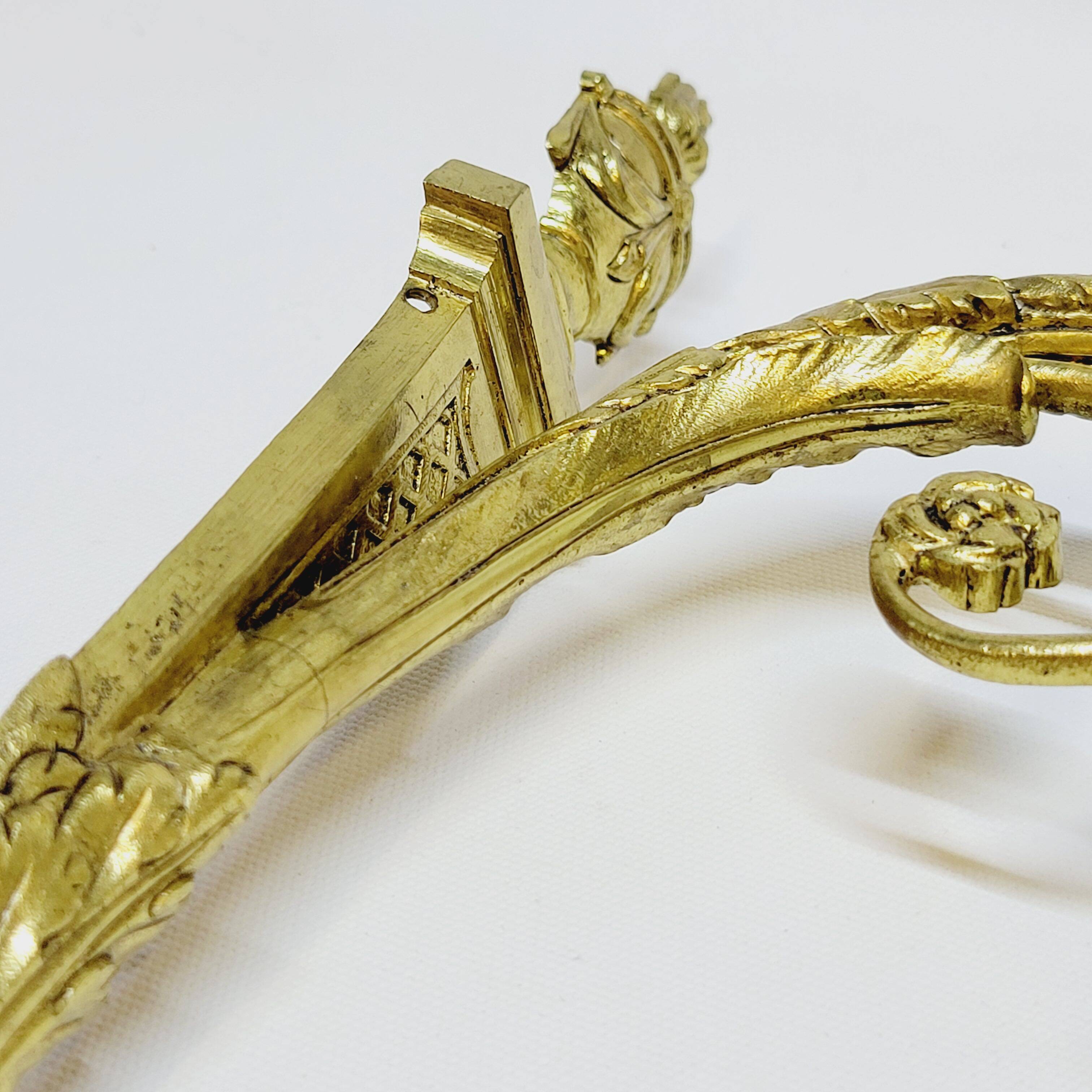 2 19th Century Gilt Bronze Wall Sconces with Molded Glass Globes in the Shape of