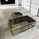 Tables laiton et verre Jean Lefevre