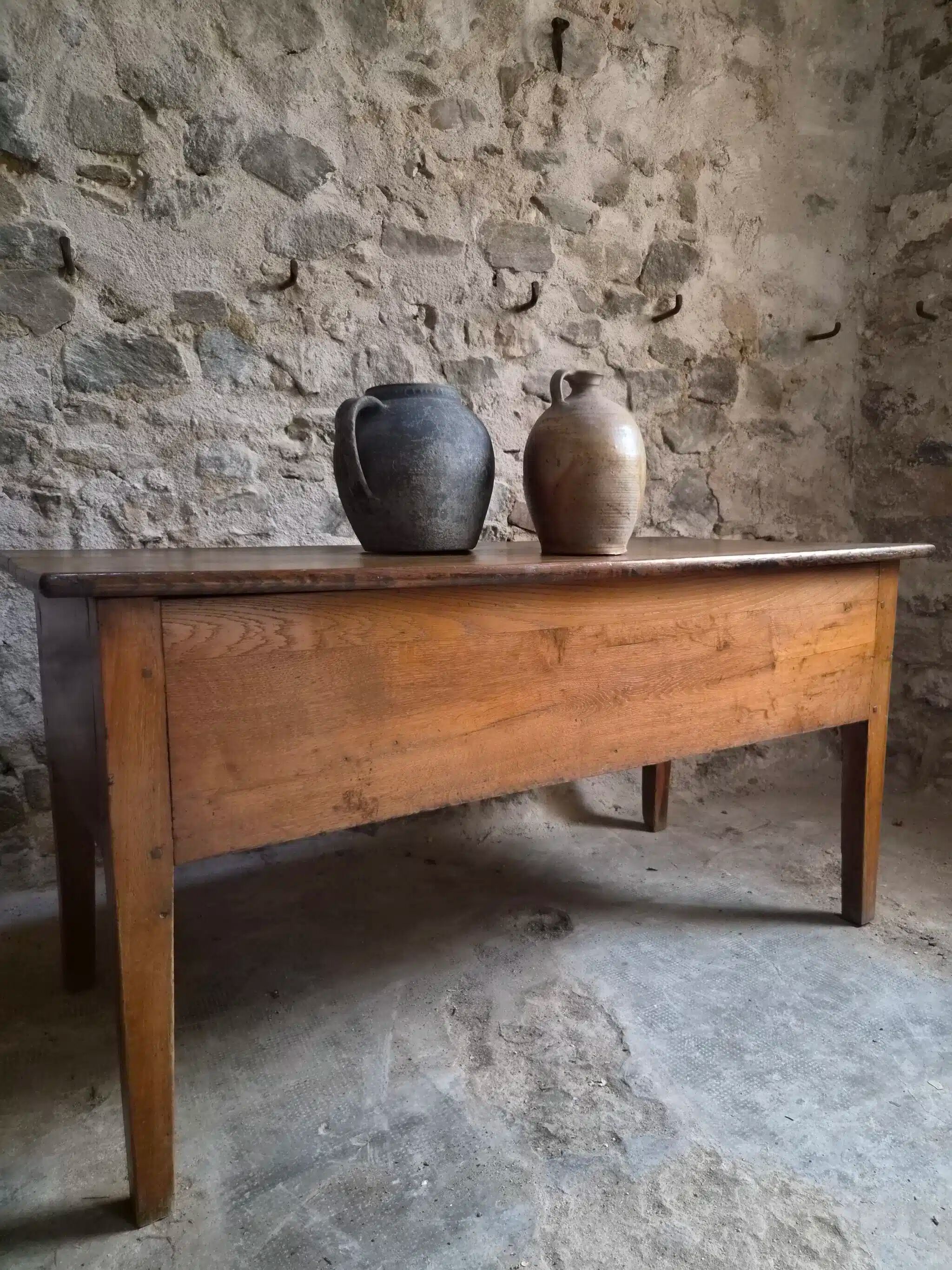 Antique oak flour chest from France, 19th century.