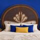 Large vintage headboard in woven rattan fan / Peacock 180cm