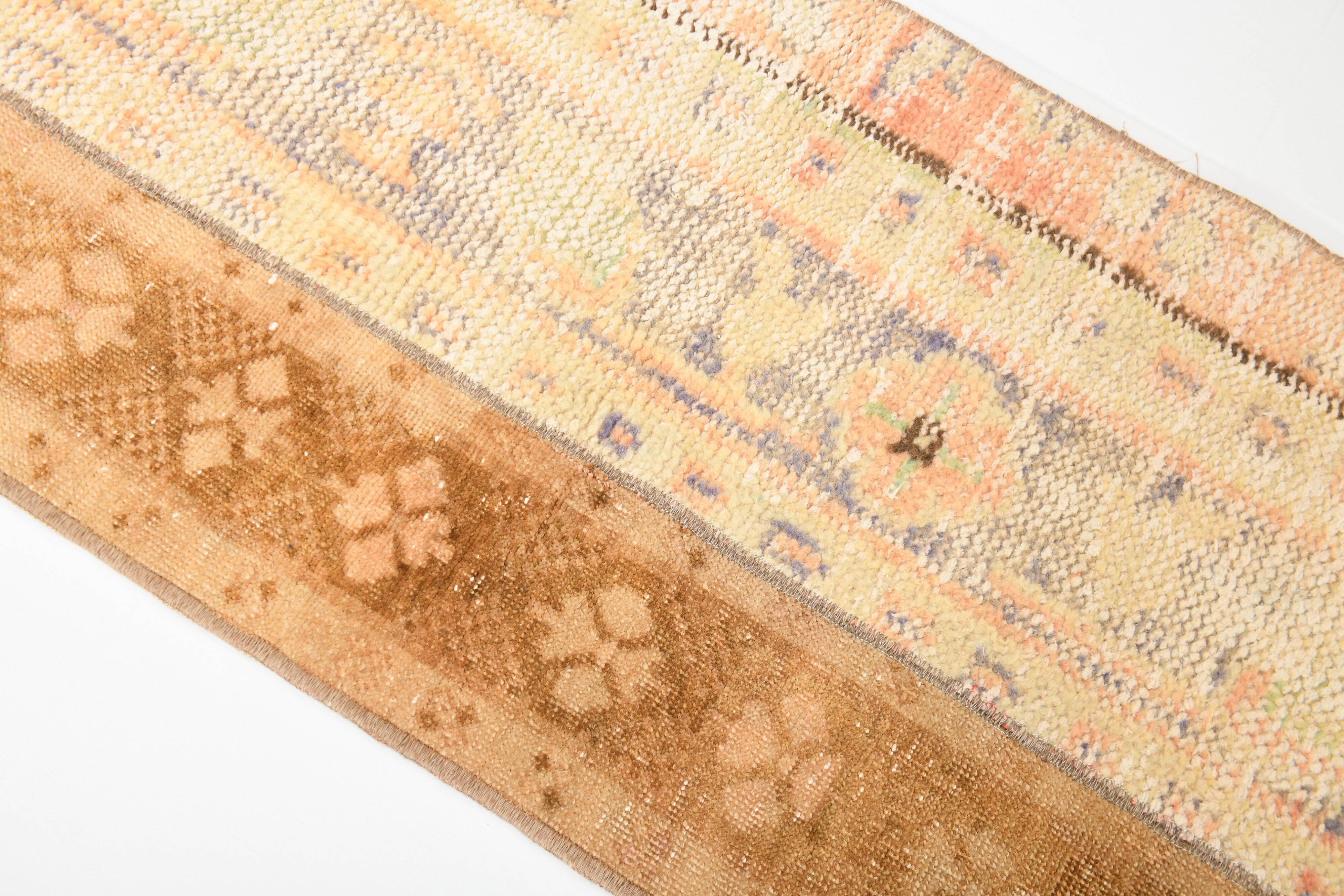 Tapis de couloir vintage pêche et crème 2x8, 57x246 cm