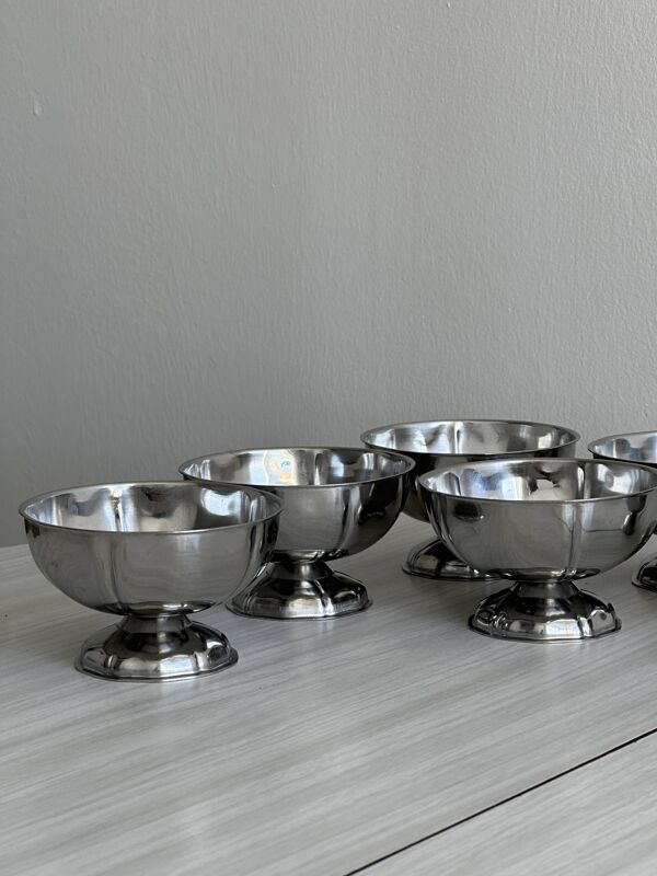 6 coupelles sur pied en inox style Letang Remy