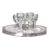 Cabaret set Baccarat 8 glasses and silver plated tray