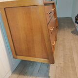 Vintage 1950 oak chest of drawers with pyramidal drawers