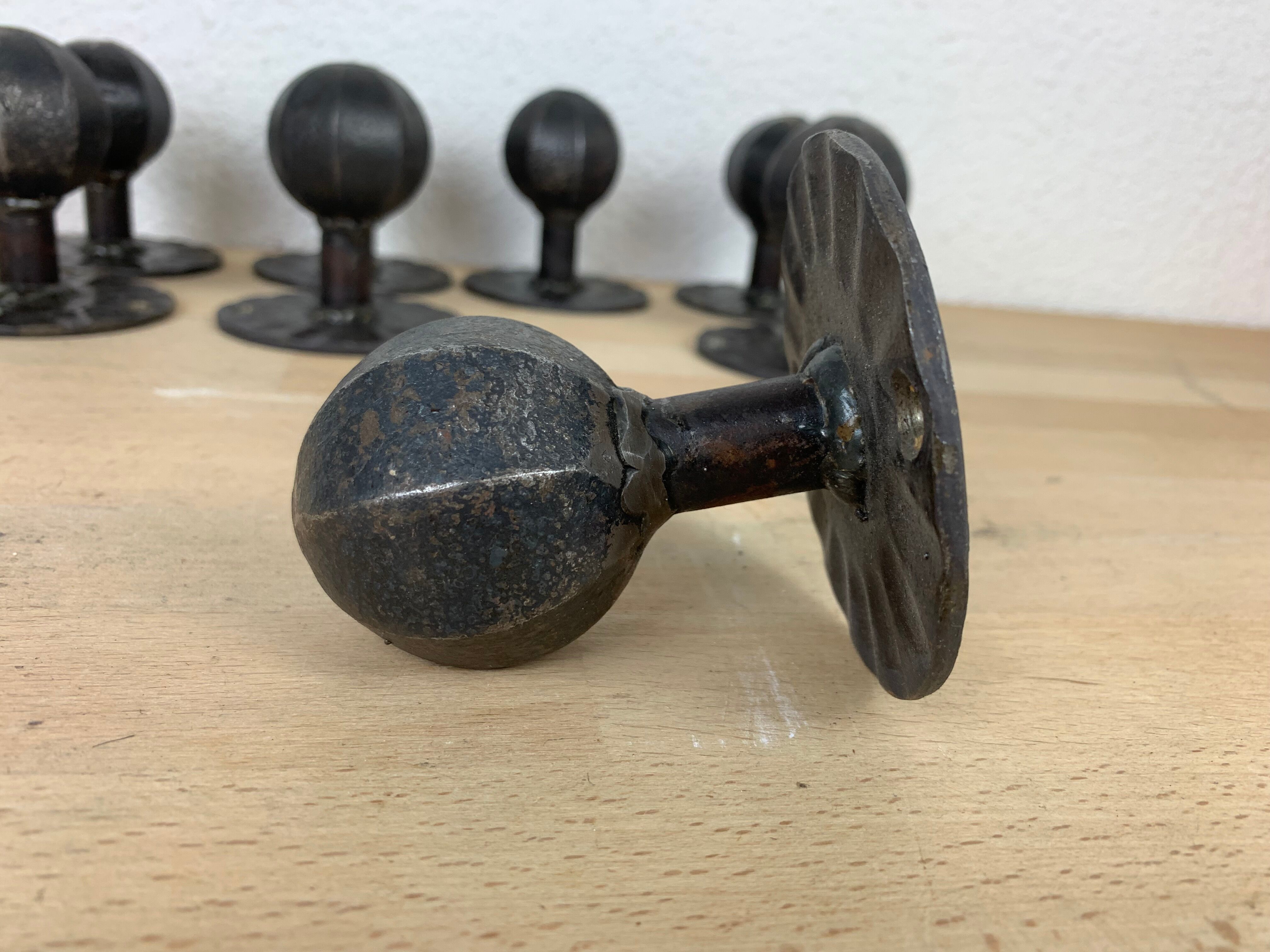 8 brutalist wrought iron hooks