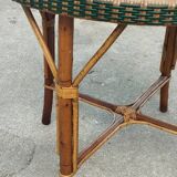 Table ronde en bois et rotin