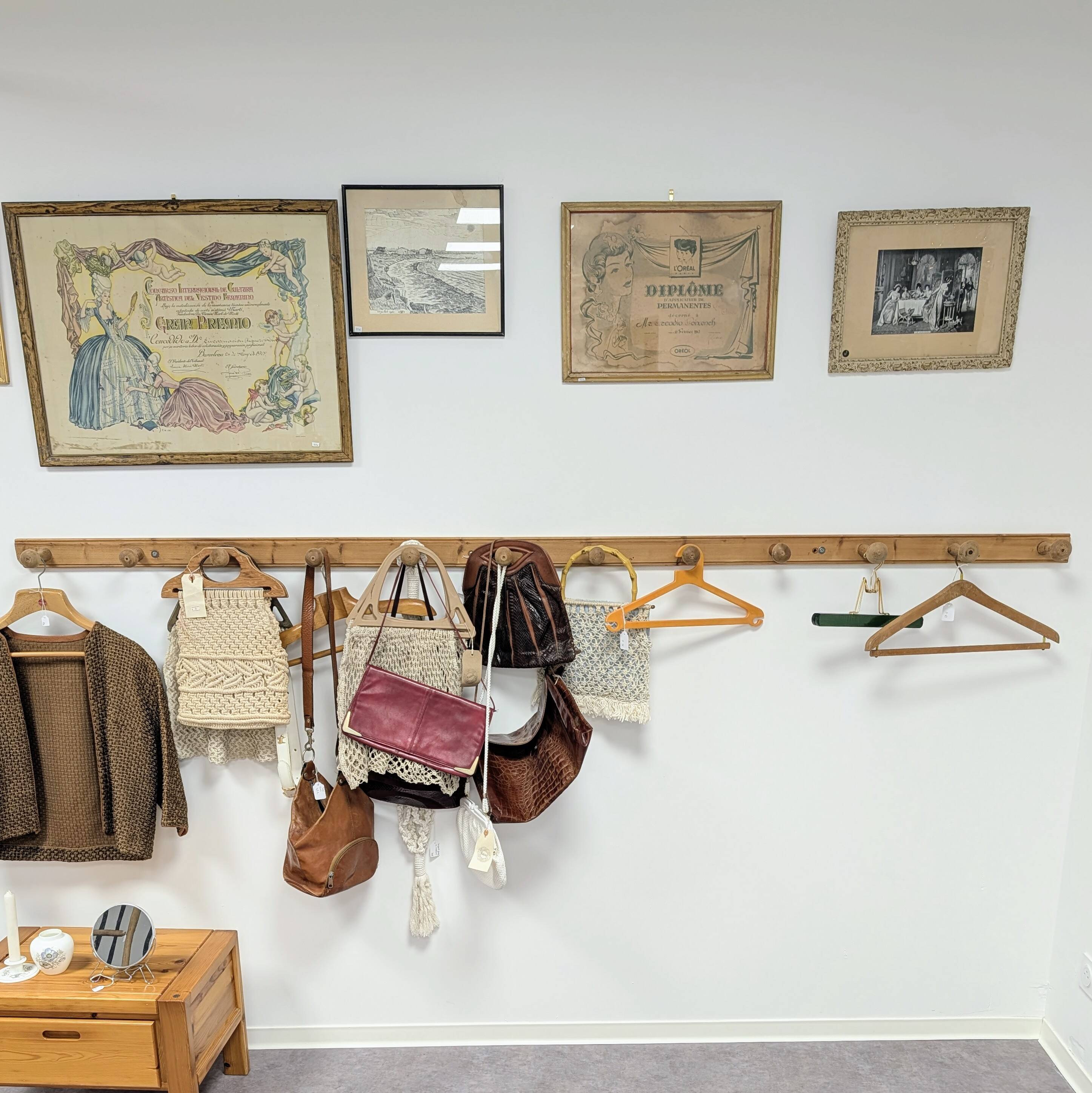 Wall-mounted coat rack with 12 hooks