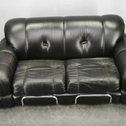 1970s Italian Two-Seat Sofa by Adriano Piazzesi in Chrome and Leatherette