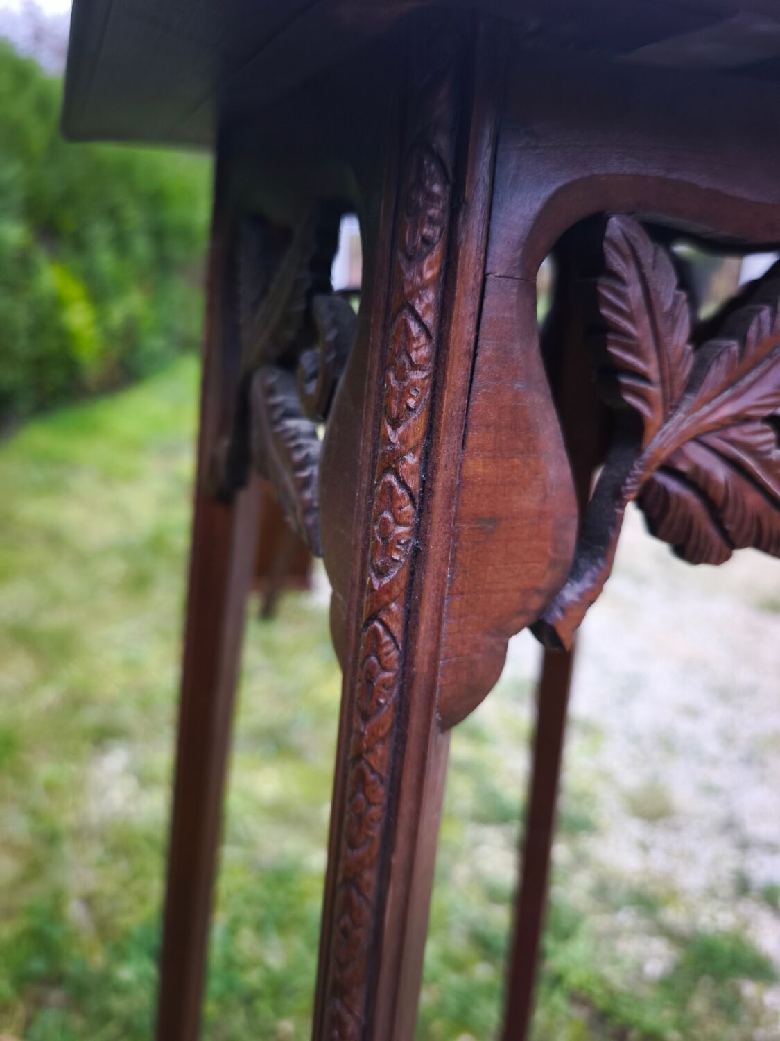 Wood and marble stool