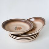 Set of 5 Gien stoneware soup plates with flowers 1970