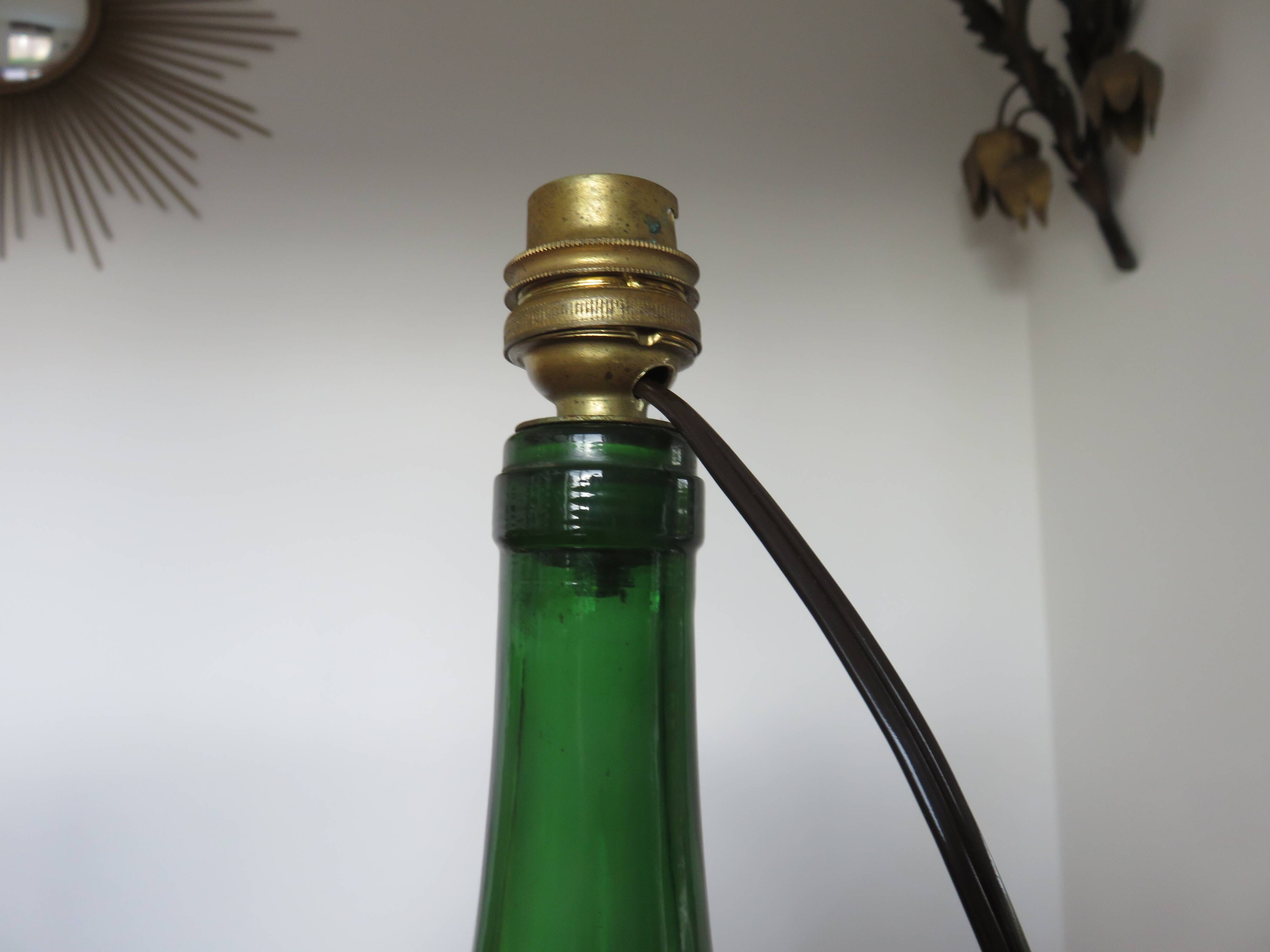 Rattan and glass "bottle" lamp from the 60s and 70s