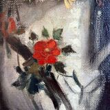 HST painting "Still life with flowers and doll" Guy VAN ISEGHEM (1905-?)