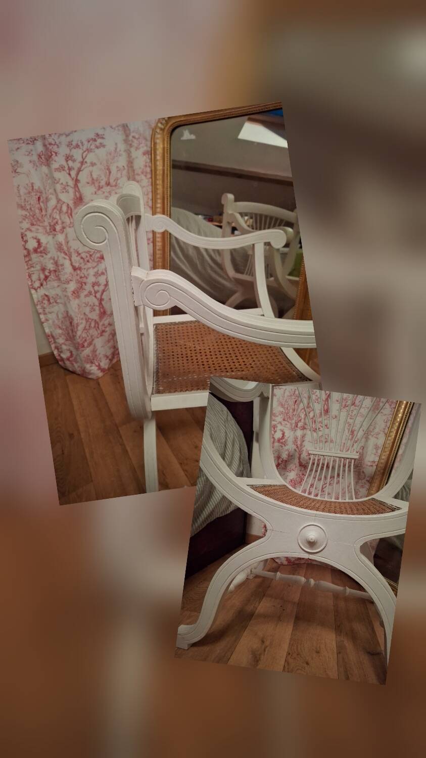 white Dagobert armchair with caning