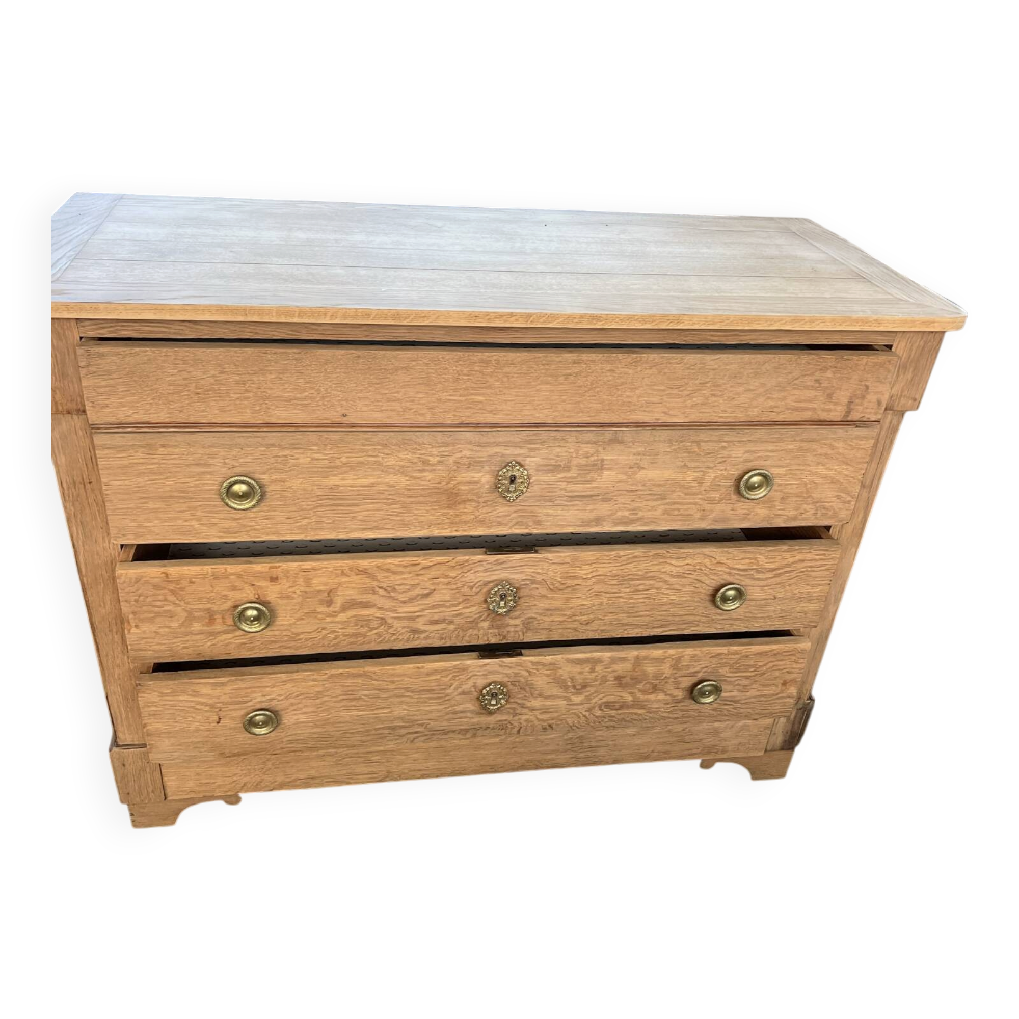 Old sanded oak chest of drawers