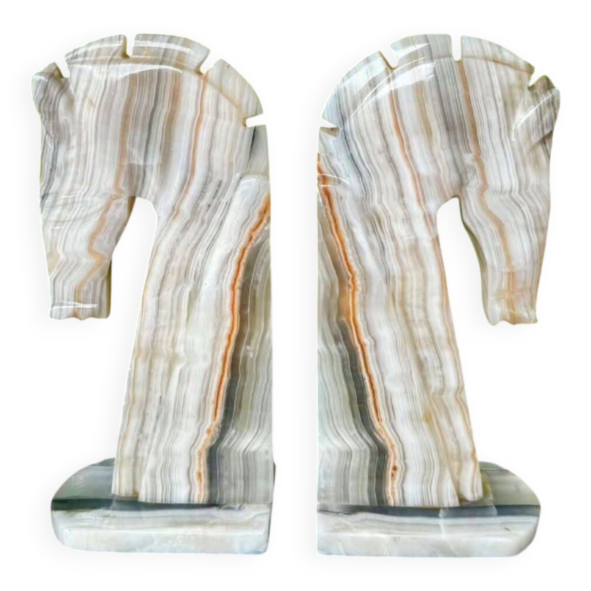 Pair of onyx bookends horse 1960s Italy vintage