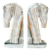 Pair of onyx bookends horse 1960s Italy vintage